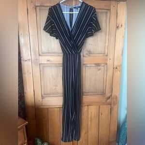 Women’s Medium Leighton Black and White Striped Jumpsuit